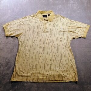 AXIS LA Polo Shirt Mens Large Beige Abstract Knit Short Sleeve Casual Top